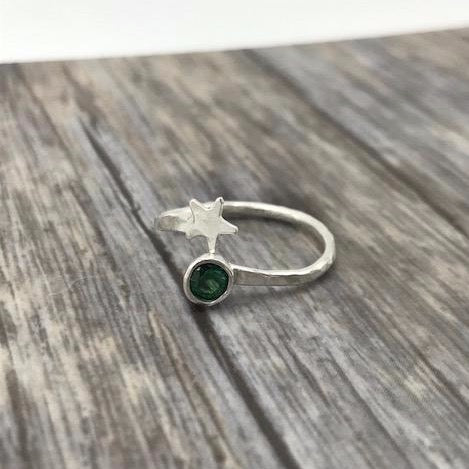 Green Swarovski Star Wrap Ring