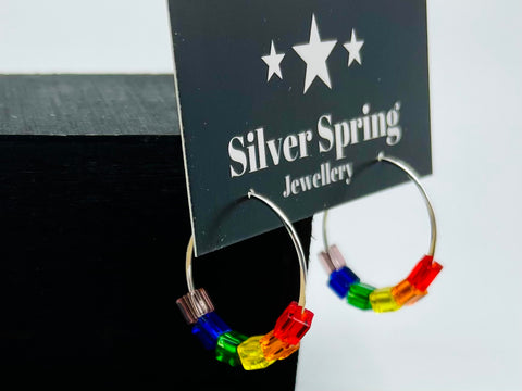 Rainbow Hoop Earrings (Miyuki beads)