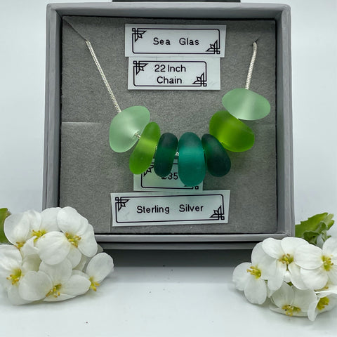 Shades of Green Sea Glass Necklace