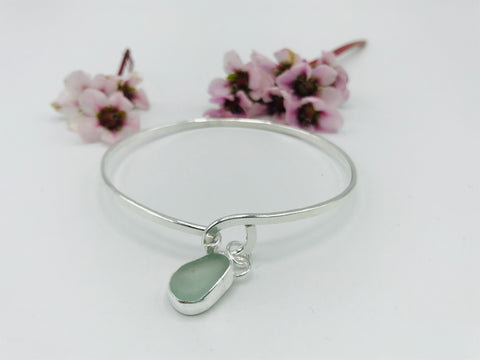 Light Green Sea Glass Fitted Bangle