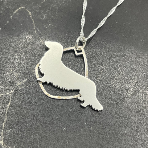 Long-haired Dachshund (Sausage Dog) Pendant Necklace