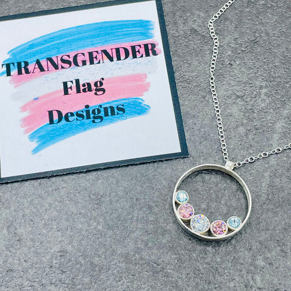 Swarovski Pride Necklace - Transgender Flag