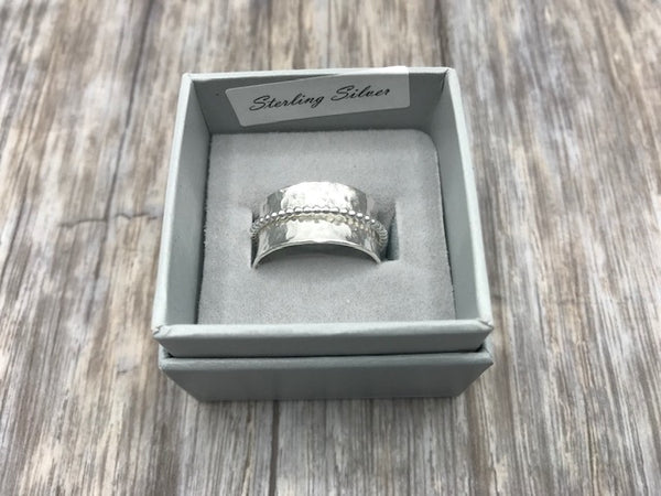 Silver Bead Spinner Ring