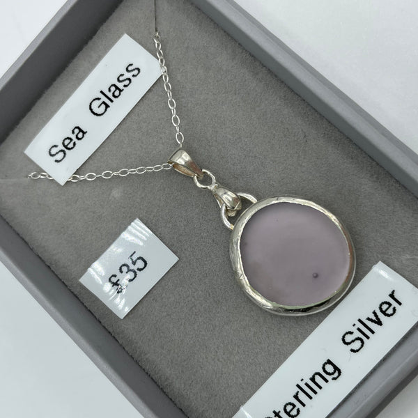 Lilac Oval Sea Glass Necklass