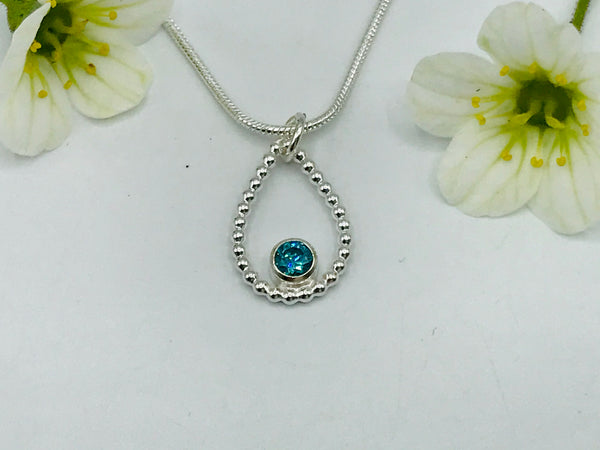 Turquoise Swarovski CZ Tear Drop Necklace