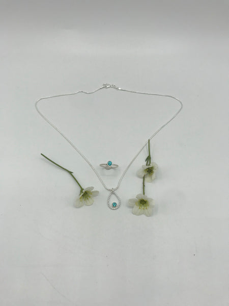 Turquoise Swarovski CZ Tear Drop Necklace