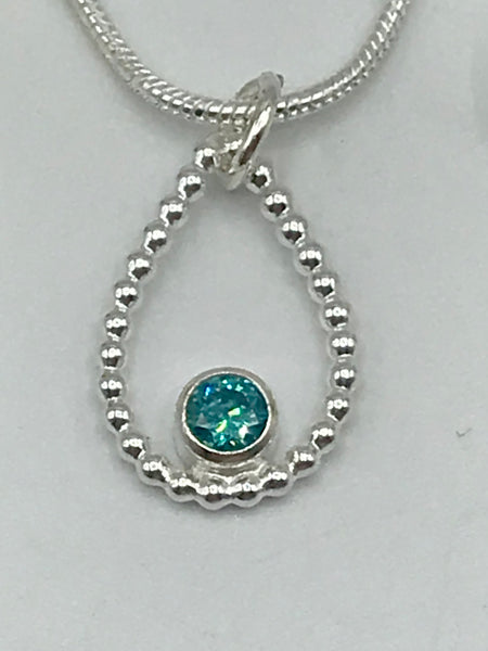 Turquoise Swarovski CZ Tear Drop Necklace