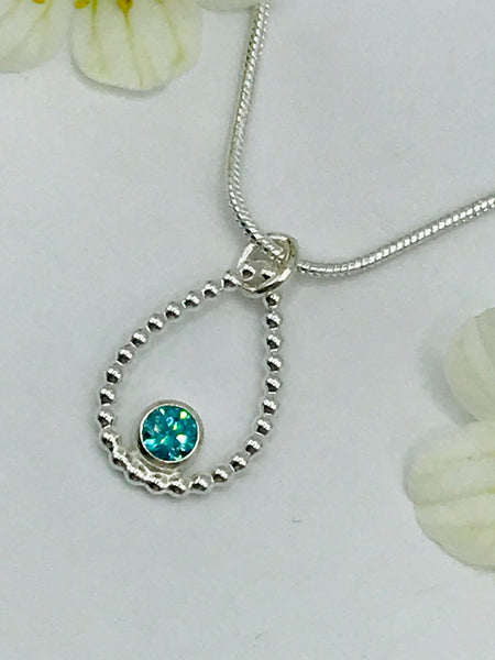 Turquoise Swarovski CZ Tear Drop Necklace