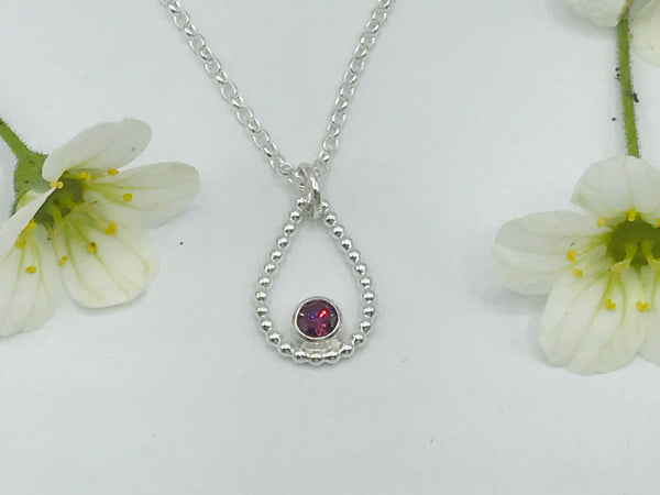 Red Swarovski CZ Tear Drop Necklace