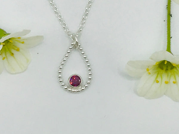 Red Swarovski CZ Tear Drop Necklace