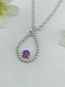 Purple Swarovski CZ Tear Drop Necklace